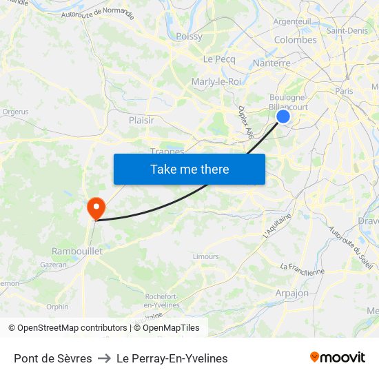 Pont de Sèvres to Le Perray-En-Yvelines map