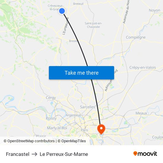 Francastel to Le Perreux-Sur-Marne map