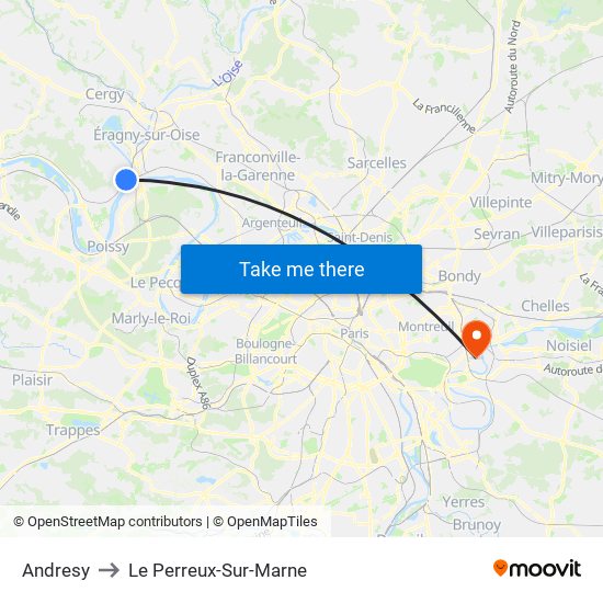 Andresy to Le Perreux-Sur-Marne map