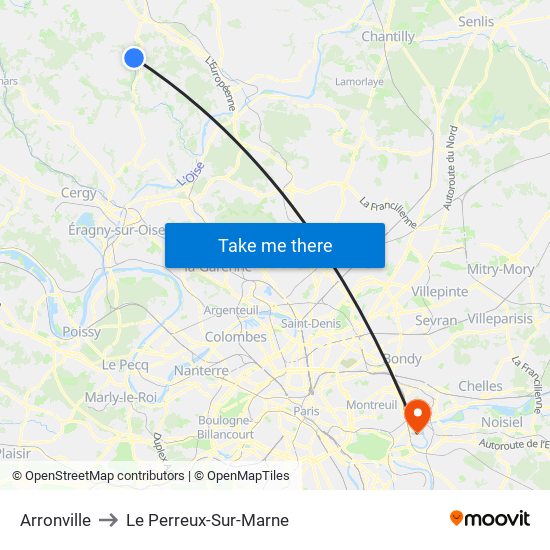 Arronville to Le Perreux-Sur-Marne map