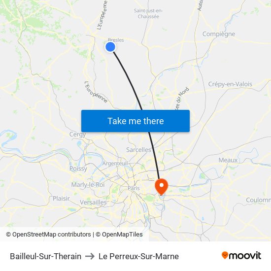 Bailleul-Sur-Therain to Le Perreux-Sur-Marne map