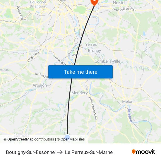 Boutigny-Sur-Essonne to Le Perreux-Sur-Marne map
