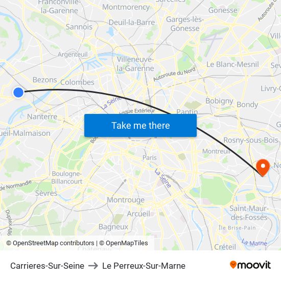 Carrieres-Sur-Seine to Le Perreux-Sur-Marne map