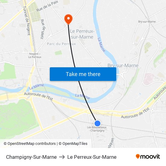 Champigny-Sur-Marne to Le Perreux-Sur-Marne map