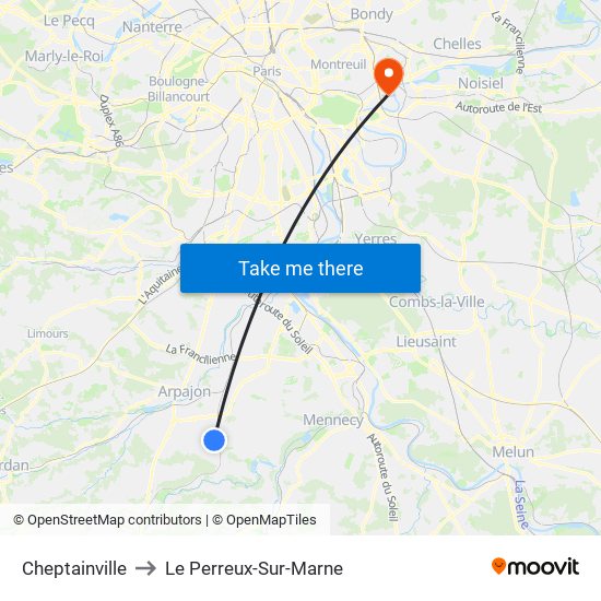 Cheptainville to Le Perreux-Sur-Marne map