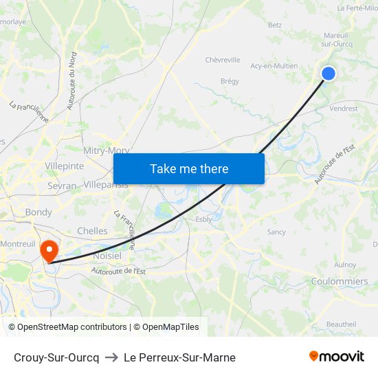 Crouy-Sur-Ourcq to Le Perreux-Sur-Marne map