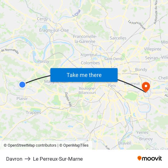 Davron to Le Perreux-Sur-Marne map