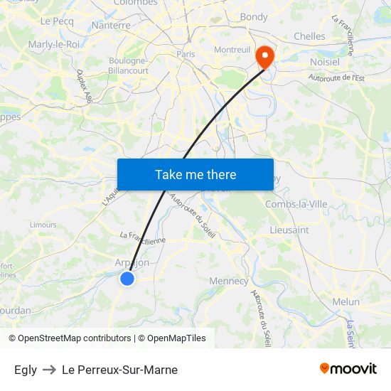 Egly to Le Perreux-Sur-Marne map
