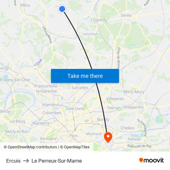 Ercuis to Le Perreux-Sur-Marne map