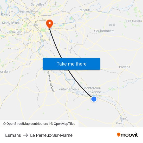 Esmans to Le Perreux-Sur-Marne map