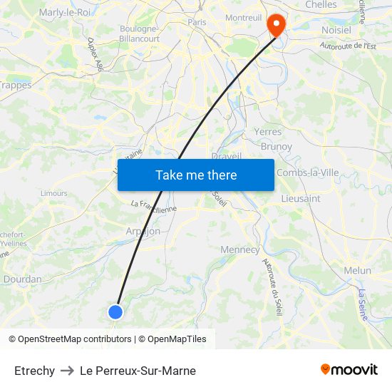 Etrechy to Le Perreux-Sur-Marne map