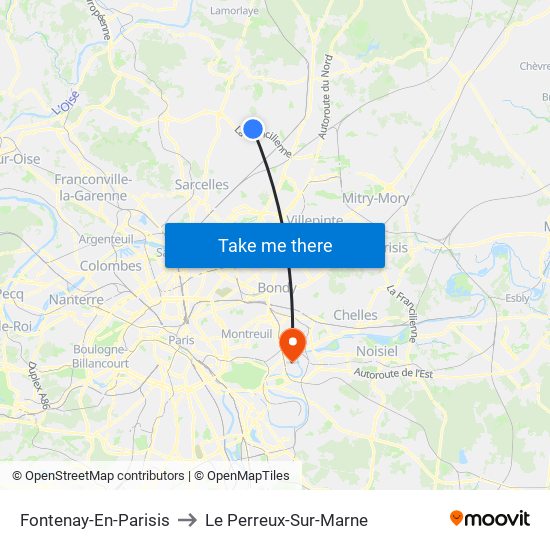 Fontenay-En-Parisis to Le Perreux-Sur-Marne map