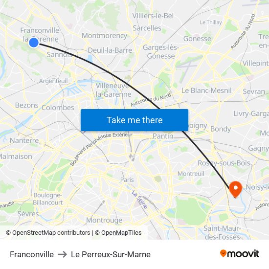 Franconville to Le Perreux-Sur-Marne map