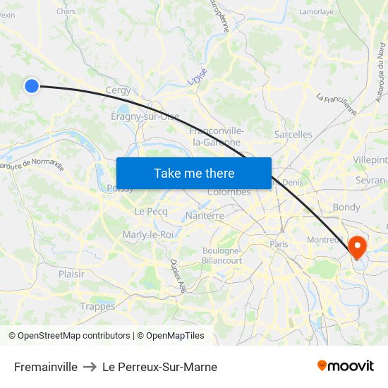 Fremainville to Le Perreux-Sur-Marne map