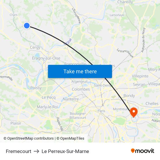 Fremecourt to Le Perreux-Sur-Marne map