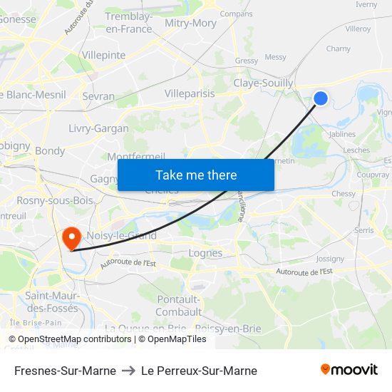 Fresnes-Sur-Marne to Le Perreux-Sur-Marne map