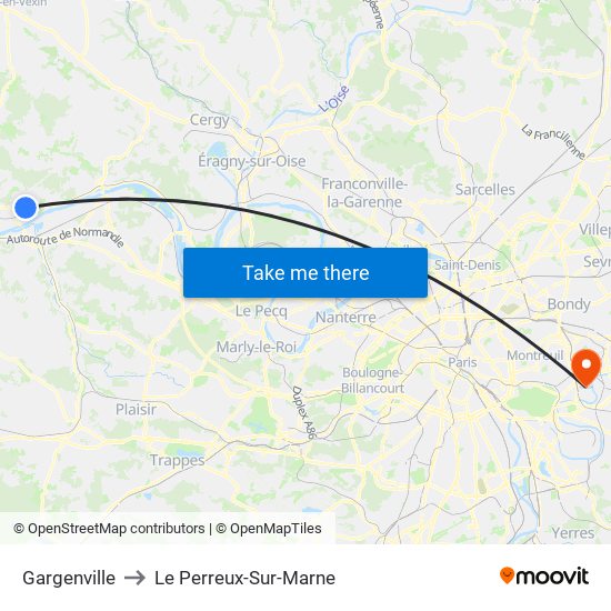 Gargenville to Le Perreux-Sur-Marne map