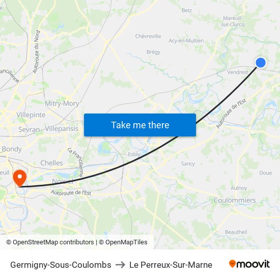 Germigny-Sous-Coulombs to Le Perreux-Sur-Marne map