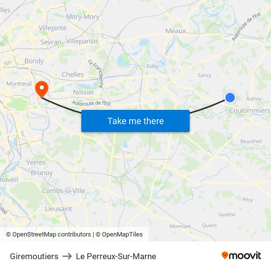 Giremoutiers to Le Perreux-Sur-Marne map