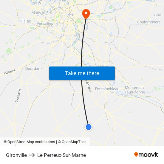 Gironville to Le Perreux-Sur-Marne map