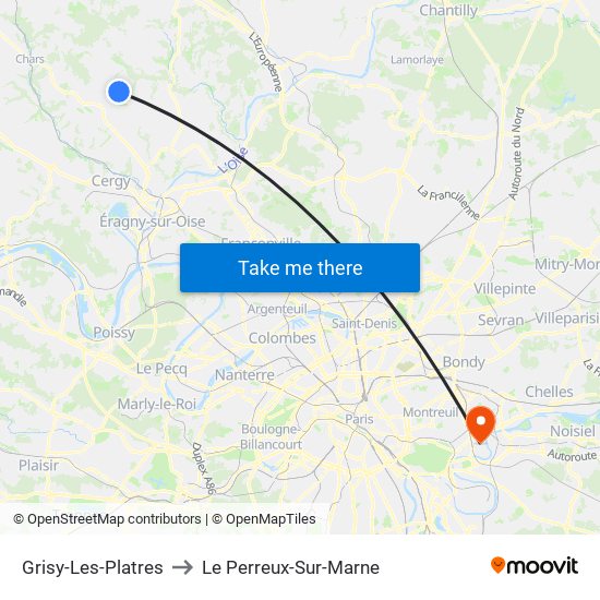 Grisy-Les-Platres to Le Perreux-Sur-Marne map