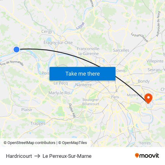 Hardricourt to Le Perreux-Sur-Marne map