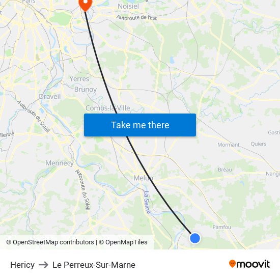 Hericy to Le Perreux-Sur-Marne map