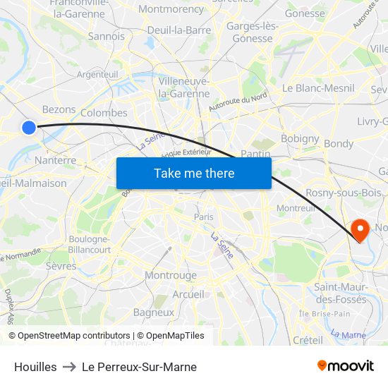 Houilles to Le Perreux-Sur-Marne map