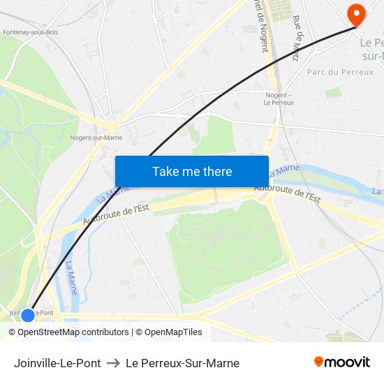 Joinville-Le-Pont to Le Perreux-Sur-Marne map