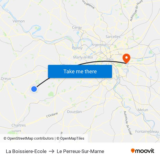 La Boissiere-Ecole to Le Perreux-Sur-Marne map