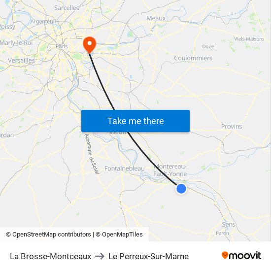 La Brosse-Montceaux to Le Perreux-Sur-Marne map