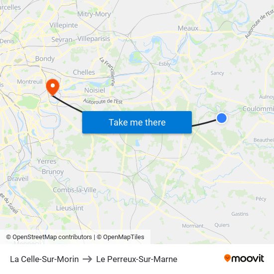 La Celle-Sur-Morin to Le Perreux-Sur-Marne map
