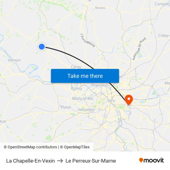 La Chapelle-En-Vexin to Le Perreux-Sur-Marne map