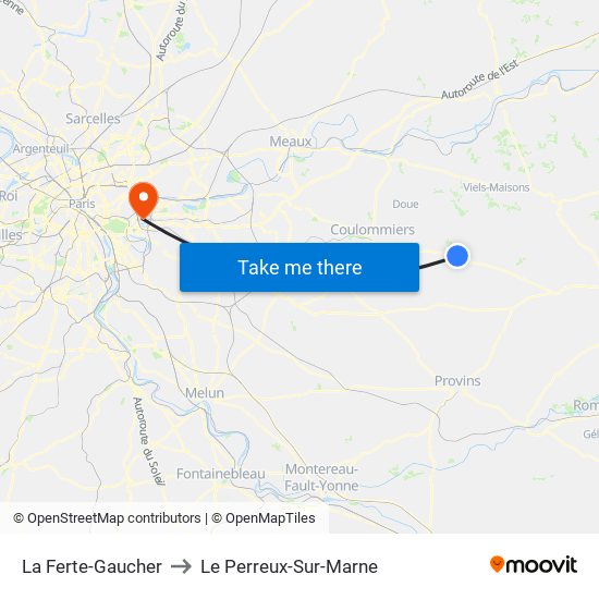 La Ferte-Gaucher to Le Perreux-Sur-Marne map