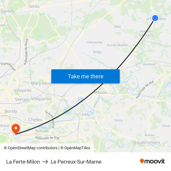 La Ferte-Milon to Le Perreux-Sur-Marne map