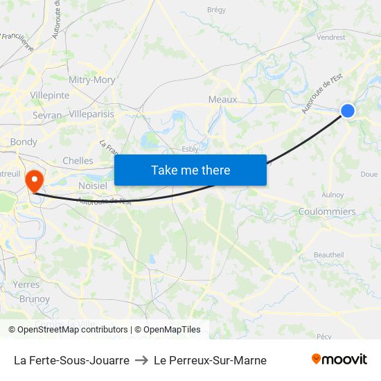 La Ferte-Sous-Jouarre to Le Perreux-Sur-Marne map