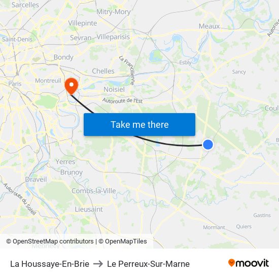 La Houssaye-En-Brie to Le Perreux-Sur-Marne map