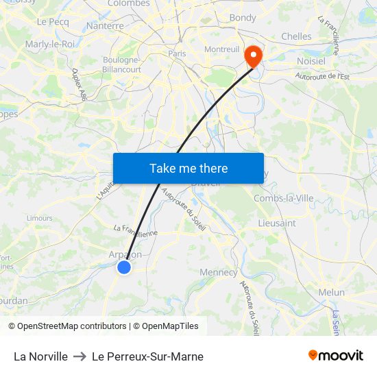 La Norville to Le Perreux-Sur-Marne map