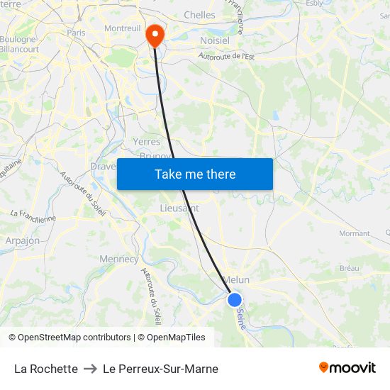 La Rochette to Le Perreux-Sur-Marne map