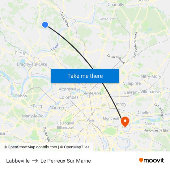 Labbeville to Le Perreux-Sur-Marne map