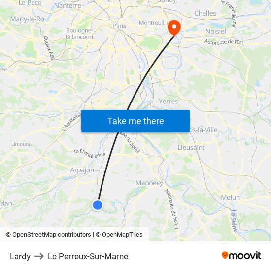Lardy to Le Perreux-Sur-Marne map