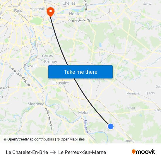 Le Chatelet-En-Brie to Le Perreux-Sur-Marne map