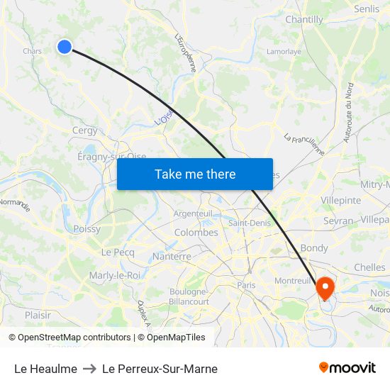 Le Heaulme to Le Perreux-Sur-Marne map