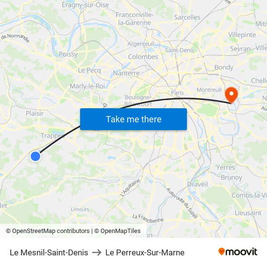 Le Mesnil-Saint-Denis to Le Perreux-Sur-Marne map