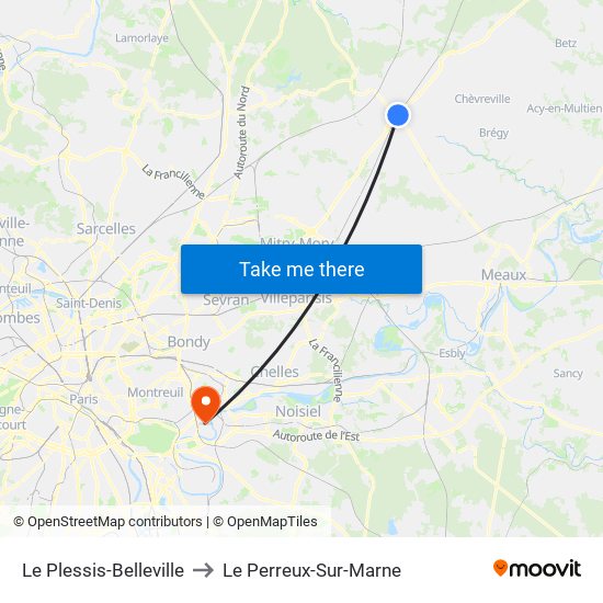 Le Plessis-Belleville to Le Perreux-Sur-Marne map