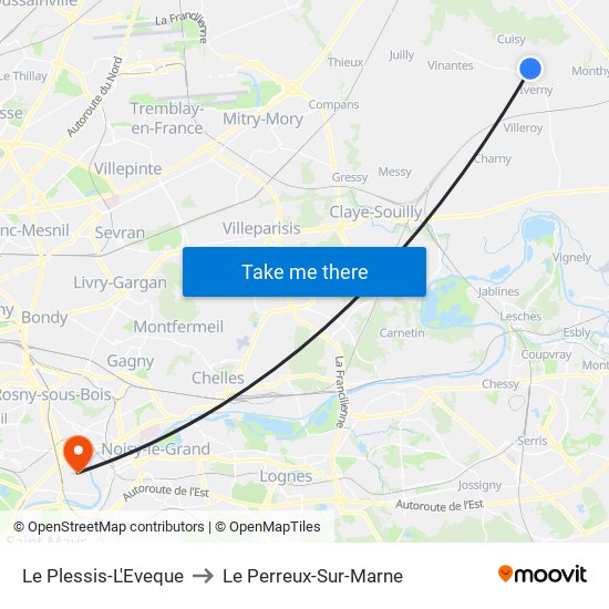Le Plessis-L'Eveque to Le Perreux-Sur-Marne map