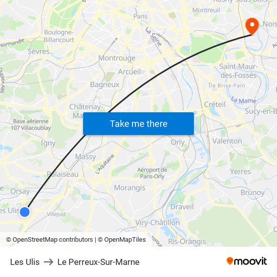 Les Ulis to Le Perreux-Sur-Marne map