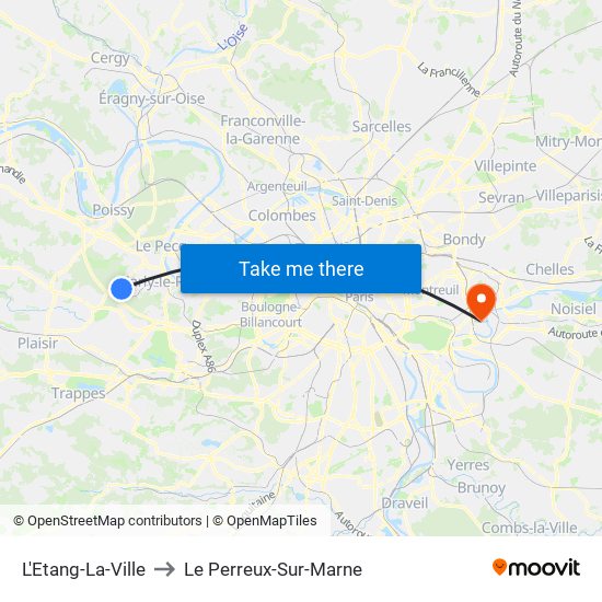 L'Etang-La-Ville to Le Perreux-Sur-Marne map