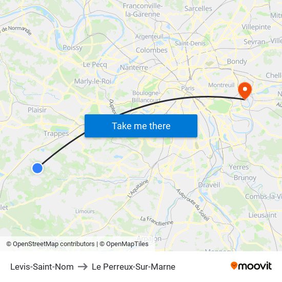 Levis-Saint-Nom to Le Perreux-Sur-Marne map