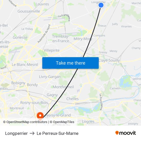 Longperrier to Le Perreux-Sur-Marne map